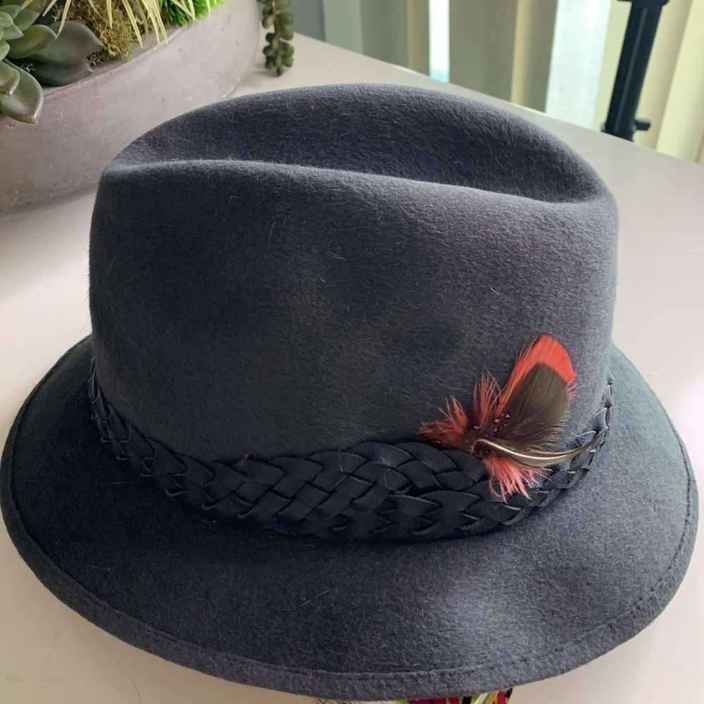 Vintage Stevens beaver Blend fedora hat slate grey men’s GQ fashion accent